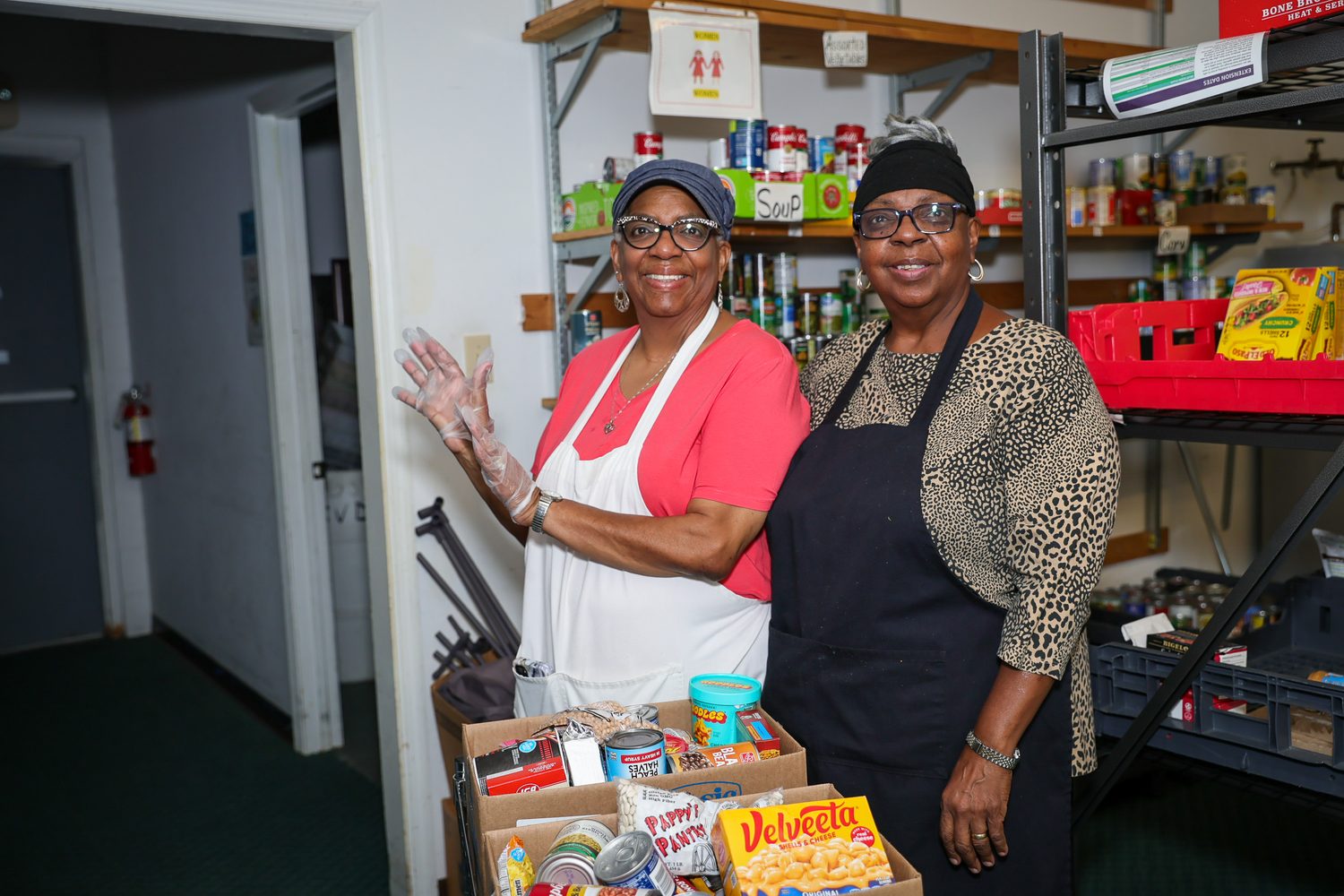 Volunteers serving